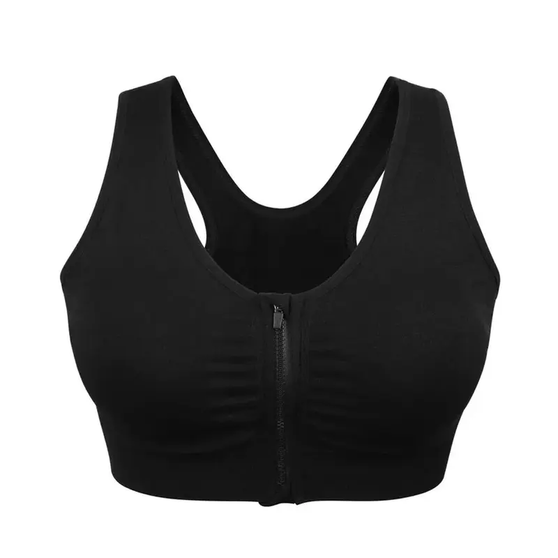 Women's Front Zip Padded Sports Bra – Push-Up Yoga Cami Vest for Support & Exercise 6