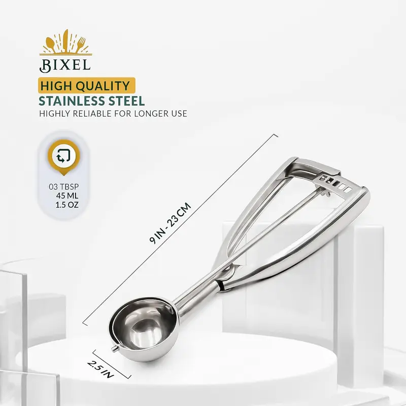 Ice Cream Scoops with Easy Trigger - Large Sized (6.3cm) 304 Stainless Steel Cookie Scoop for Meatballs, Mellon Balls, Mashed Potatoes and Muffins 1