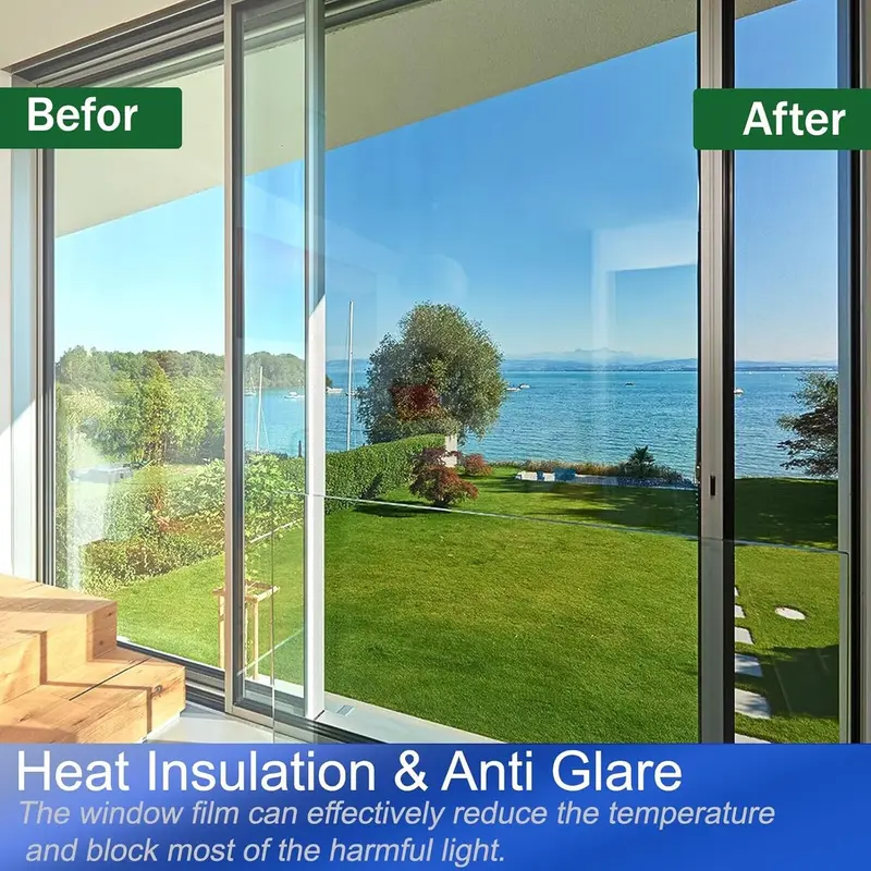 Window Film Privacy One Way Clear Heat Reflective UV Window Tint Mirror Film for Glass Windows Sun Blocker See Out Not in for Home Office Silver 44.5x200cm 1