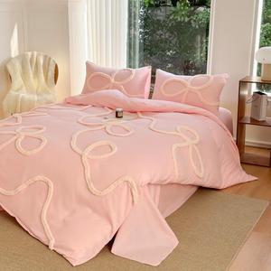 Bowknot Pattern Bedding Set, Including 1 Count Duvet Cover & 2 Counts Pillowcase without Filler, Soft Comfortable Bedding Set for Home Bedroom, Flower Printed Bedding, Quilt Cover Set, Soft Breathable Bedding