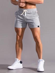 Men's Regular Fit Solid Pocket Drawstring Shorts, Casual Patched Detail Elastic Waist Shorts for Summer, Fashion Men's Bottoms for Daily Wear, Gymshorts, Athleisure Casual Shorts