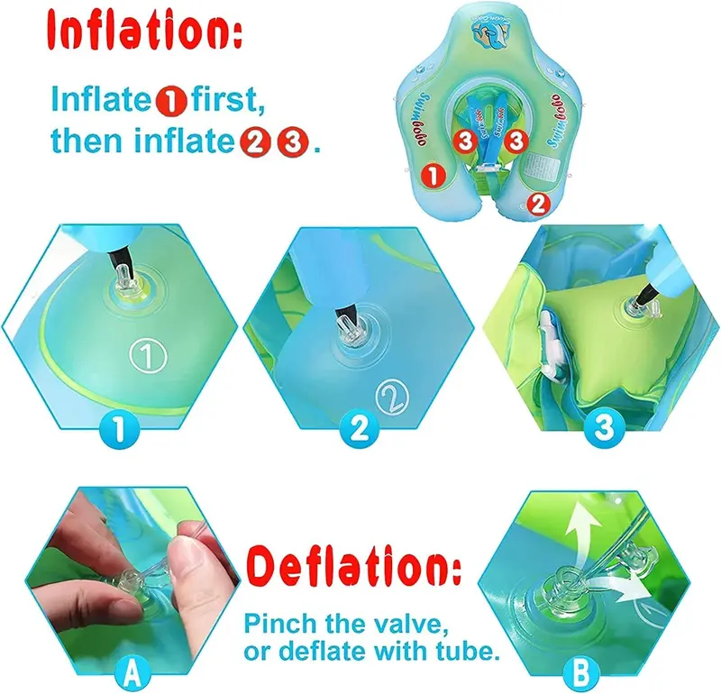 Inflatable Swimming Ring Baby Pool Float Toys with Canopy Sunshade Swim Circle 6