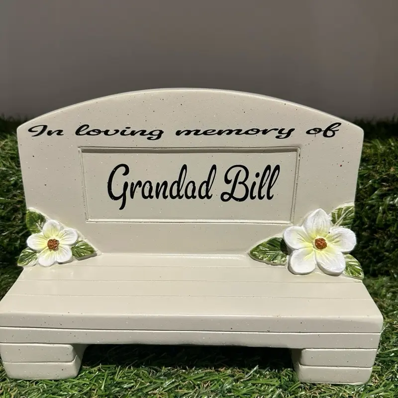 personalised- Memorial Bench with glitter detail for memorial garden graveside