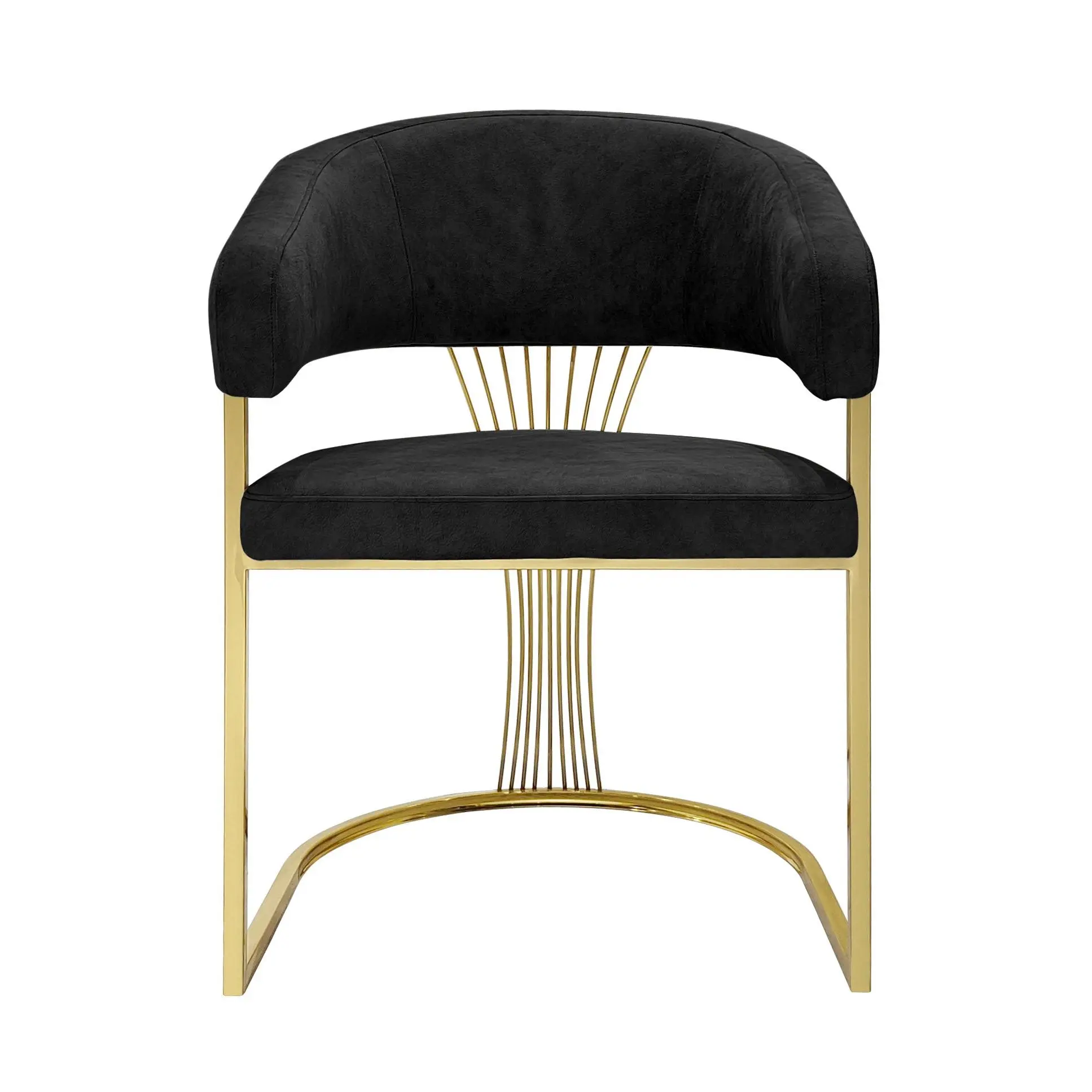 Prado Black and Cream Velvet Dining Chair Gold base