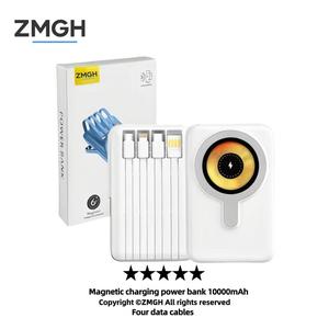 ZMGH Magnetic Power Bank 10000mAh, Multi-Functional 4-in-1 22.5W Fast Charger, Wireless 15W, Built-in Mobile Phone Holder, Mobile Phone External Battery Accessory with Digital Display, Travel Battery Pack, Portable Smartphone Charger.