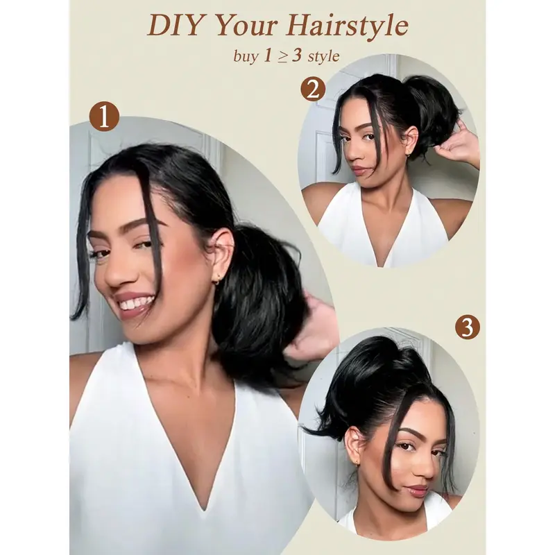 Bun Hair Piece, 10 Inch Claw Clip Short Ponytail Hair Extensions Bendable Messy Wavy Curly Fake Hairpieces For Women 5