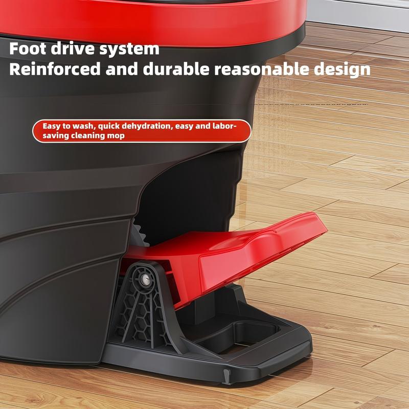 Rotating Mop No-Wash Household Cleaning Broom Bucket Set with Extendable Pole, Pedal Manual Pressure Dual-Drive Floor Cloth Suitable for Kitchen, Living Room, Bathroom Cleaning Use, Specialized for Large Sweeping 7