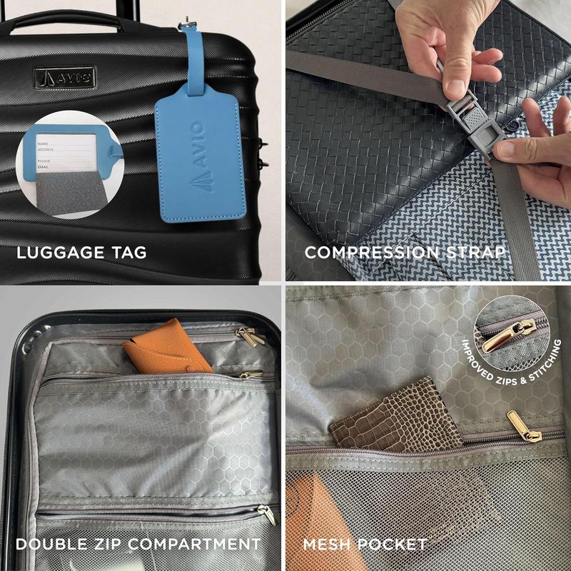 Wave Cabin Suitcase 45x36x20cm - Lightweight Double Wheel Luggage Bag, 2 Internal Pockets, Telescopic Handle 3 Heights, Durable ABS Hard Shell - Approved by Most Airlines 7