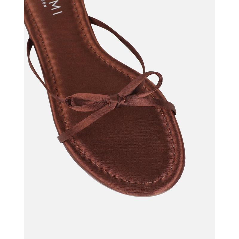 Char Chocolate Satin Bow Sandals 3