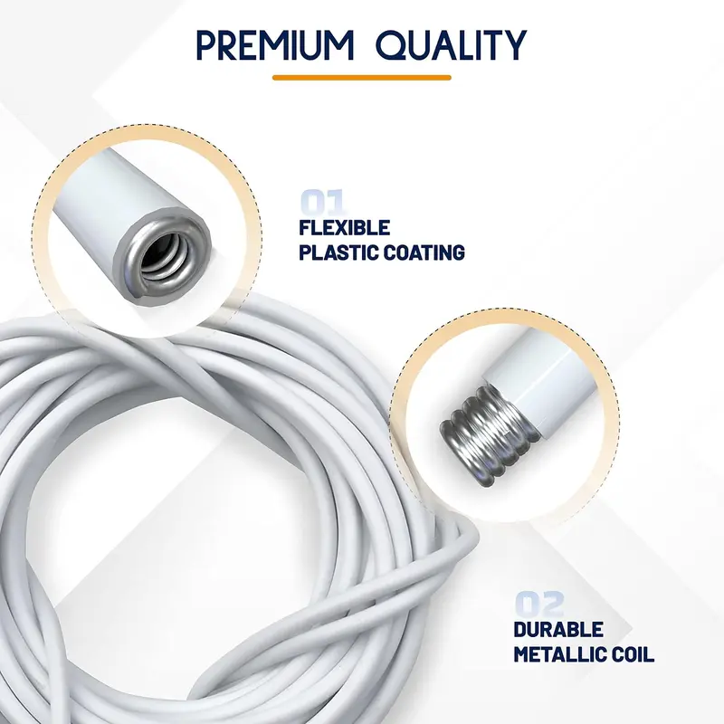 Dikots Curtain Wire and Hooks Set - 4M Kit with 8 Eyes & 8 Hooks - Multipurpose for Net Curtains 2