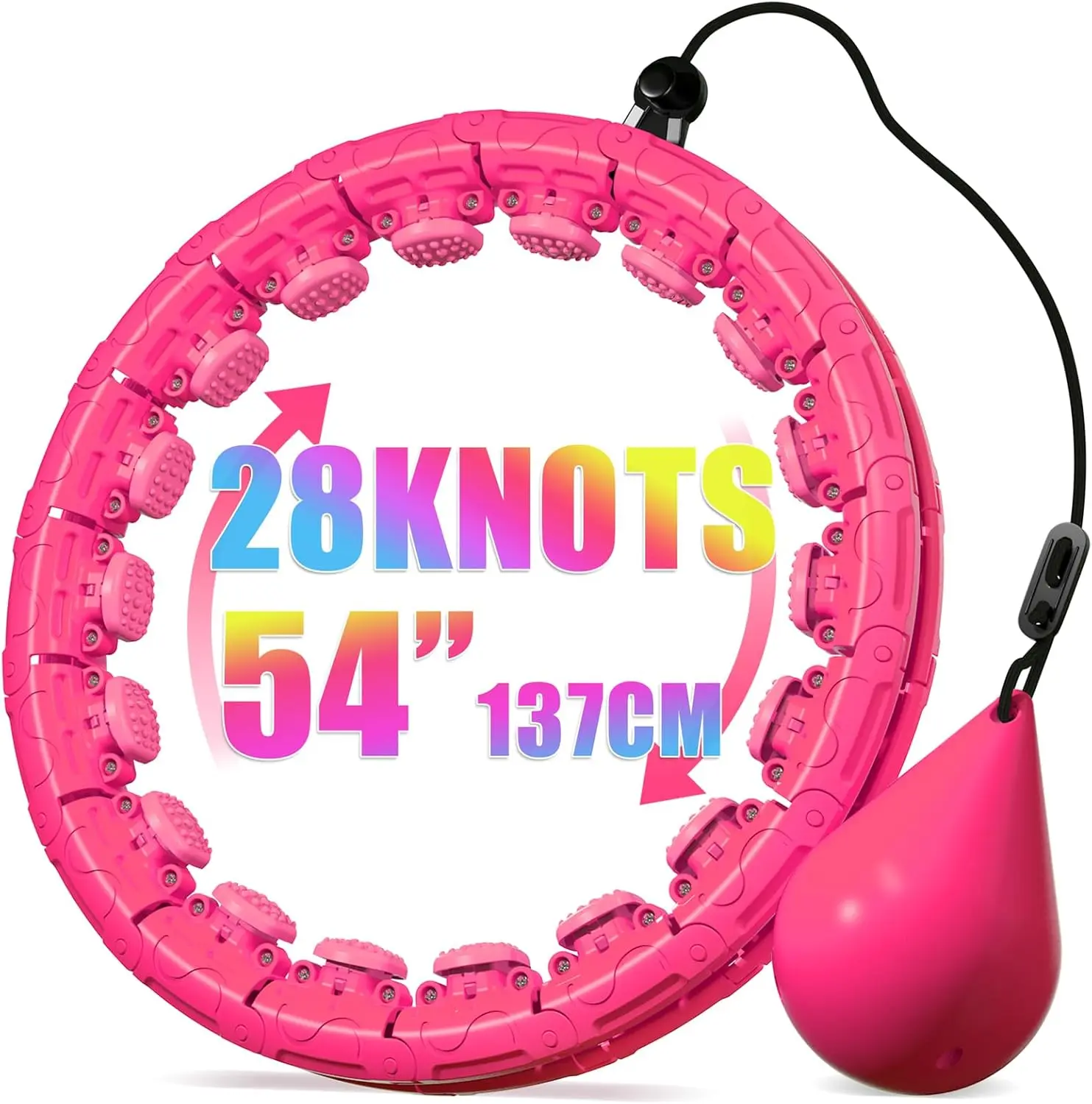Infinity Weighted Fitness Hoop, 1 Count Smart Hula Circle Hoops with 24/28 Detachable Knots, Adjustable Waist Ring with Auto-spinning Ball