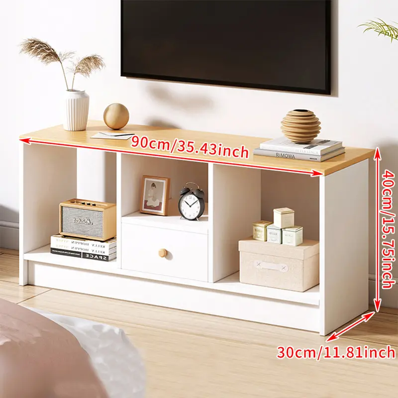 Product Introduction of 90x30CM TV Cabinet Entertainment Centre TV Stand Media TV Unit Engineered Wood with Drawer & Shelves for Home Decor 9
