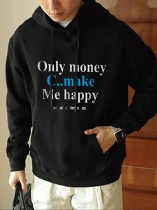 Men's Letter Print Drop Shoulder Long Sleeve Hoodie, Fashion Casual Regular Fit Drawstring Pocket Hooded Sweatshirt for Daily Holiday Outdoor Wear, Men Clothes for Spring & Fall