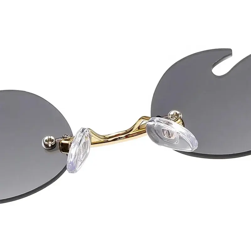 Luxury Cat Eye Sunglasses Women Vintage Brand Designer Rimless Fire Flame Sun Glasses Trending Mirror Lens Narrow Eyewear UV400 2