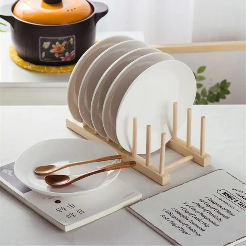 Wooden Dish Plate Cup Stand Cupboard Rack Holder Kitchen Storage Drying UK 2