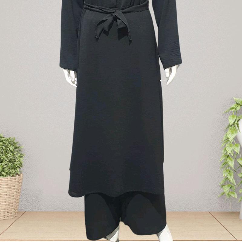 | PD-04 | Elegant Midnight Black Belted Two-Piece Dress by Poshak Designer Casual Casual Wear 1