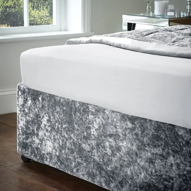 Crushed Velvet Divan Bedbase Wrap Valance Cover Single Double Super King Bedding Size 2