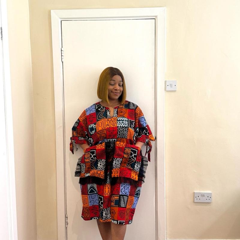 Ankara multicolor Bubu dress with front pocket Summer Comfort Womenswear Casual Floral Comfortable Short Style 1