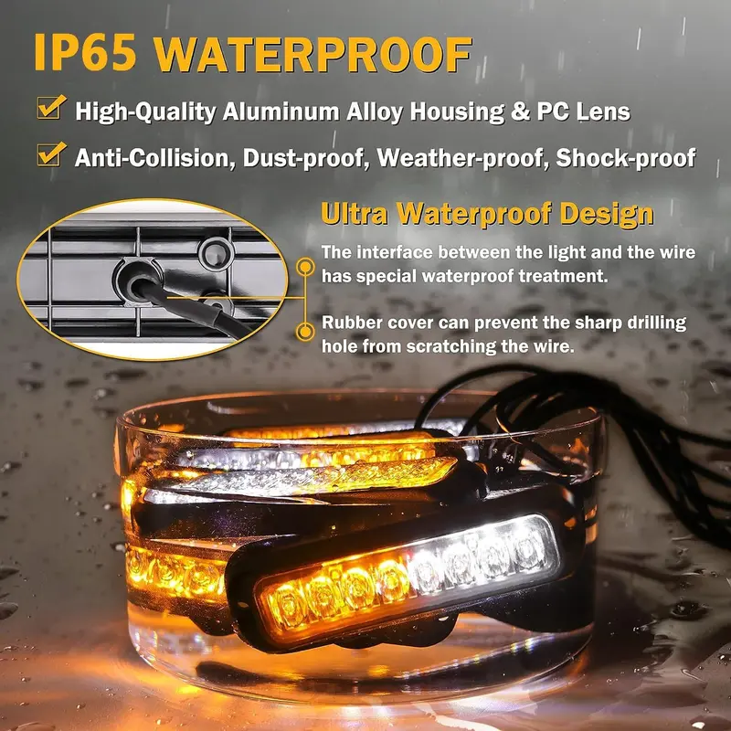 ROUTEKING 8x8LED Car Strobe Flashing Lights - Recovery Emergency Beacon Light, 14 Flashing Modes Beacons Warning Light, Universal for 12V-24V Car Vehicle Truck Caravan Camper (Amber) 3