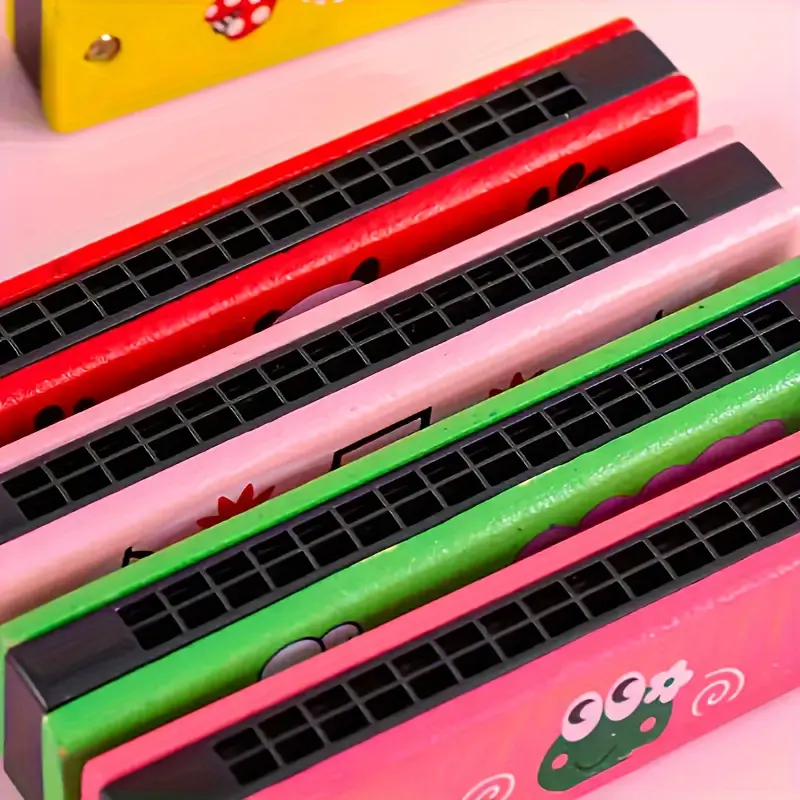 Pack of 1 Wooden Harmonica Toy for Kids, 16-Hole Musical Instrument, Educational Party Favor, Beginner'S Easter Gift, Random Color 3