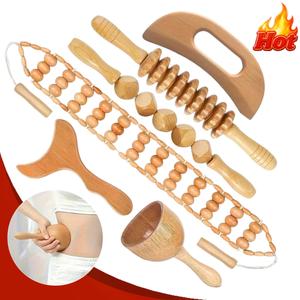 1pc-6pcs Wooden Massage Tool Set, Manual Wood Massager, Muscle Massage Tools, Herbal Therapy Massage Tools, Multi-Pack
