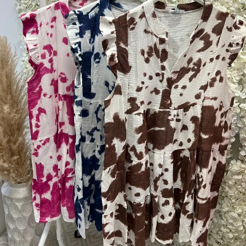 MAEBELLE - RUBY COW PRINT DRESS - Cheesecloth Material 100% cotton 0