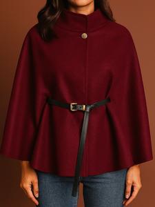 Findfashion Ladies Poncho Coat Elegant Belted Poncho Coat for Women – Stylish & Sophisticated Outerwear