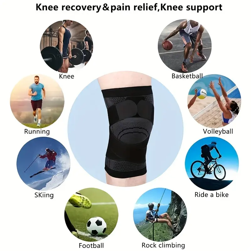 Product Introduction of The 2pcs Short Knee Pads Offer Maximum Knee Support for Both Men And Women, Featuring Adjustable Straps for Running, Cycling, And Workouts. 4