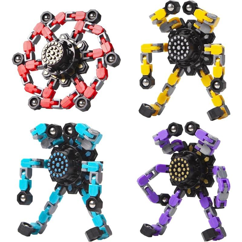 Easter Basket Stuffers Transformable Fidget Spinners 4 Pcs for Kids and Adults Stress Relief Sensory Toys for Boys and Girls Fingertip Gyros for Party Favors Stocking Stuffers Bulk for Kids 1