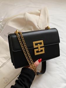 Women's Chain Strap Pu Leather Crossbody Bag, Simple All-match Solid Color Bag with Buckle Design, Trendy Shoulder Bag for Daily Used, Fashionable Crossbody Bag, Leather Crossbody Purses