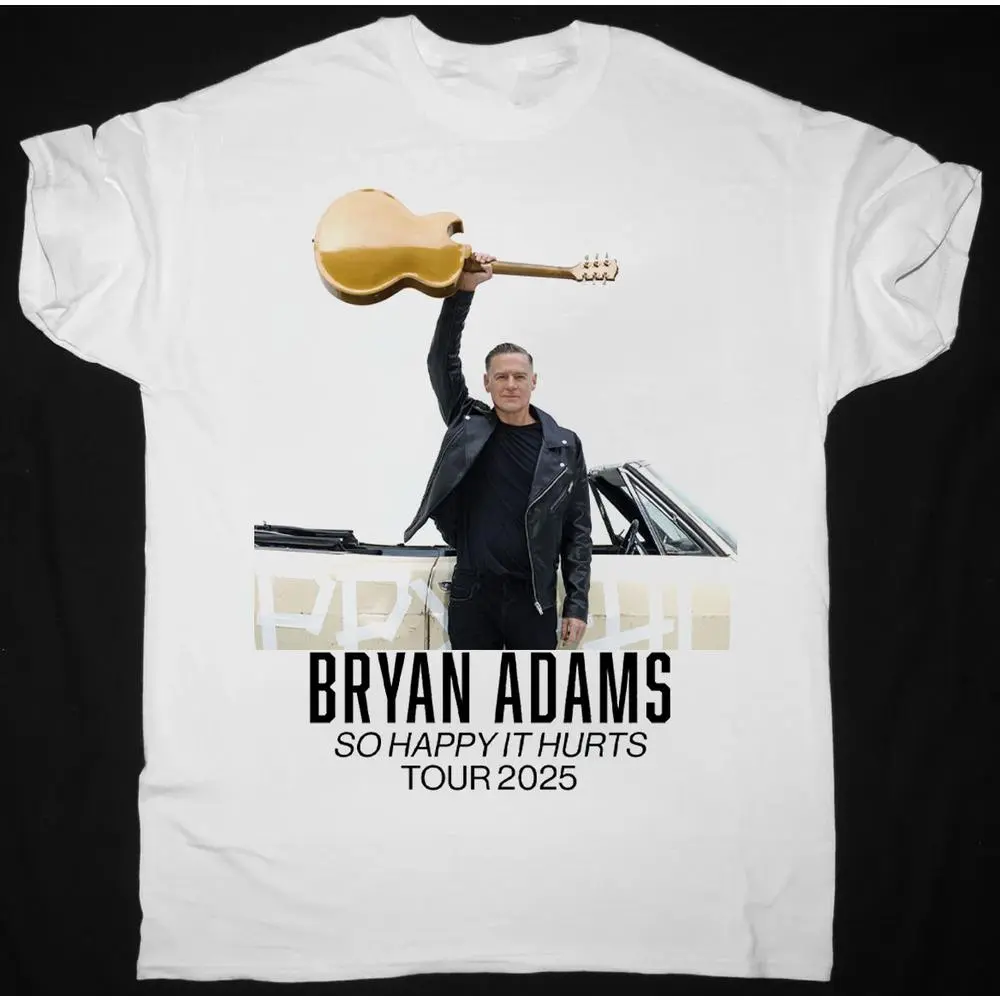 NEW Bryan Adams Concert Tour 2025 White All Size Unisex T-Shirt Music Icon Graphic Tee, Fan Merch For Music Lovers