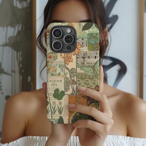 Vintage Flower Pattern Phone Case, Phone Protective Cover, Phone Accessory Compatible with iPhone 12 13 14 15 16 Pro Max