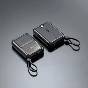 10000mAh Mini Power Bank with Built-in Cable, 22.5W Fast Charging Power Bank, Portable Mobile Power Bank with USB-A & Type-C Port