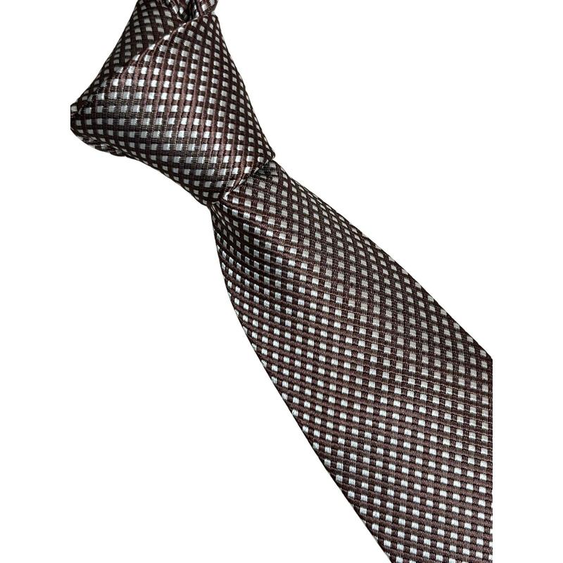 chocolate coffee brown tie with white pin spots 5