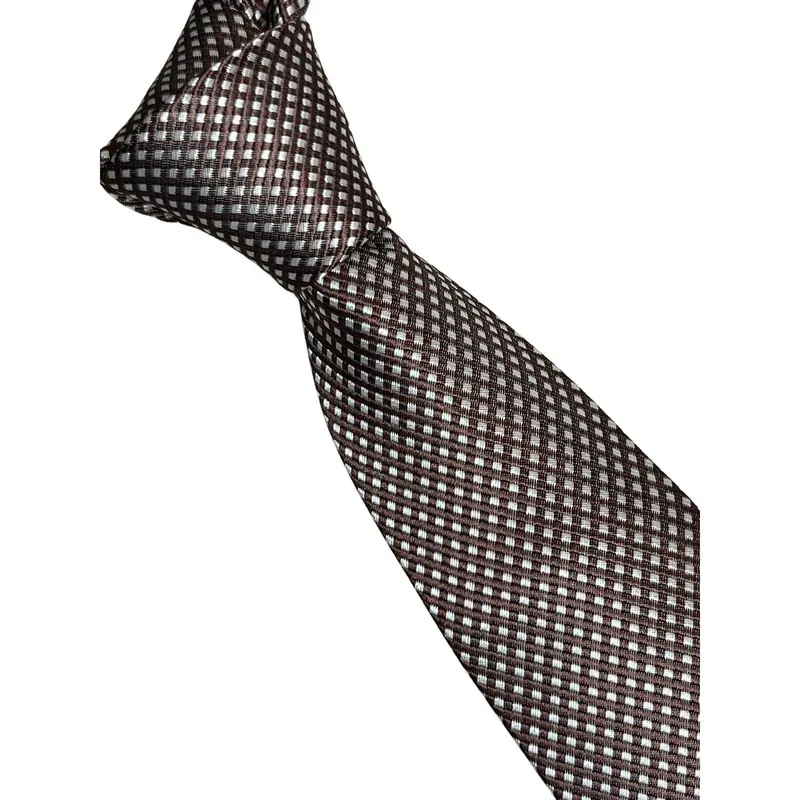 chocolate coffee brown tie with white pin spots 5