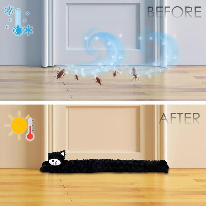 Draught Excluder Novelty Draft Door Stopper Fabric Fleece Black Cat Toy Design 2