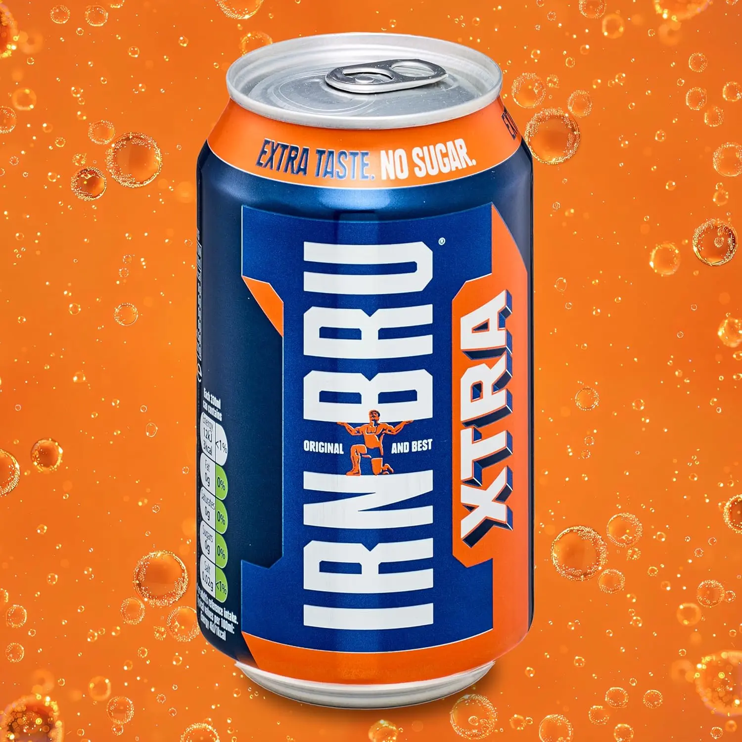 IRN-BRU XTRA 24 Pack Zero Sugar Low Calorie Fizzy Drinks Multipack Cans with XTRA Taste 330ml - Beverage