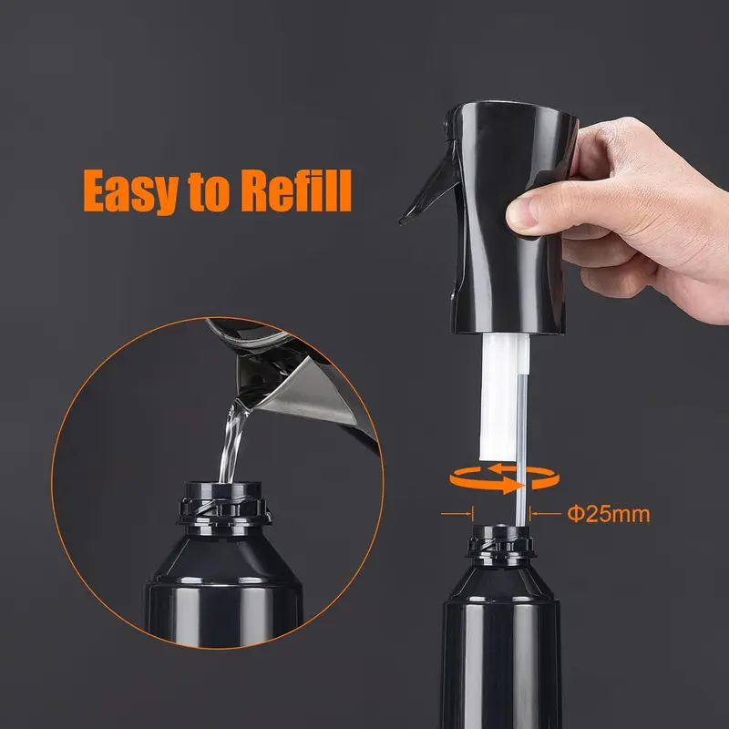 200ml Small Water Spray Bottles, 1 Pcs Continuous Mist Empty Hair Spray Bottles for Cleaning, Curly Hair, Plants, Black 2