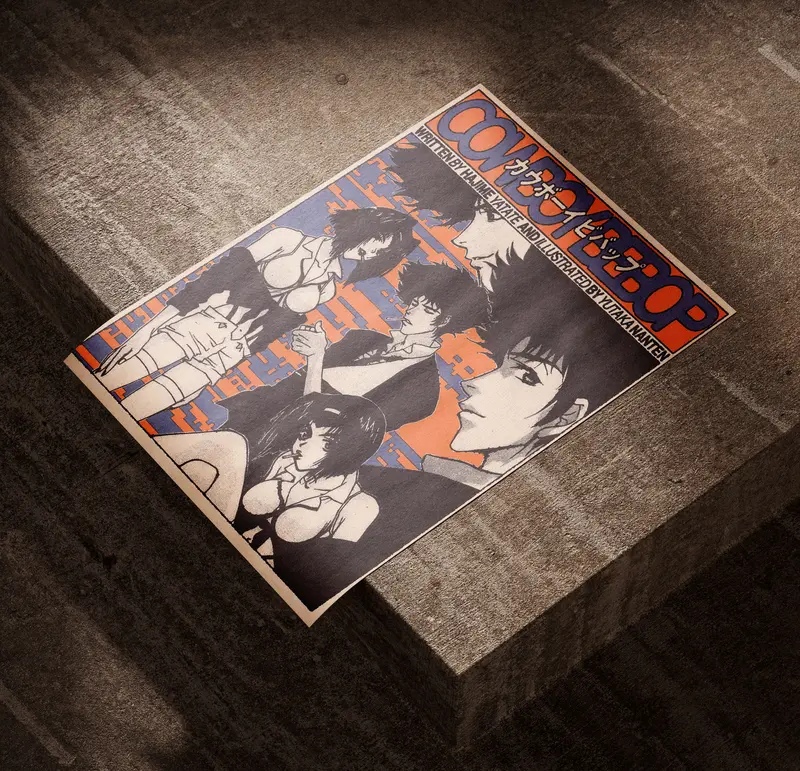 Cowboy Bepop Spike Faye Unframed Poster, 90s Anime Poster, Anime Manga Collection 1