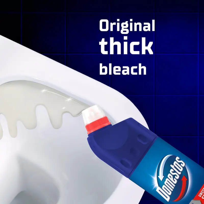 Domestos Original Thick Bleach disinfectant that eliminates 99.99% of bacteria and viruses* unstoppable strength 9x 750 ml 4