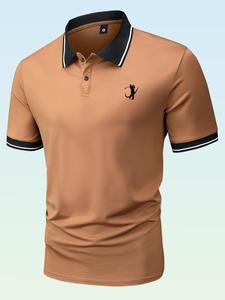 Men's Graphic Short Sleeve Polo Shirt, Summer Clothes, Golf Club & Letter Print Half Button Collar Tee, Regular Fit Breathable Quick Drying Golf Polo Shirts, Formal Tops for Summer, Men's Clothing