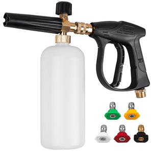 Car Pressure Washer Short Gun, Foam Cannon with 1/4 Inch Quick Connector, Power Washer with 5 Pressure Washer Nozzle Tips, M22-14mm Inlet Connector, Car Wash Kit