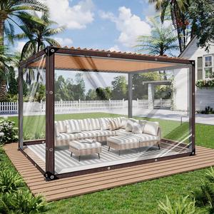 Transparent PE Waterproof Clear Tarpaulin, 1/2 Counts Advanced Waterproof and Rainproof, Canopy Tent, Multifunctional for Indoor and Outdoor Coverage with One Grommet Every 3.3 Feet, Suitable for Plants, Gardens, Chicken Coops, and Patios