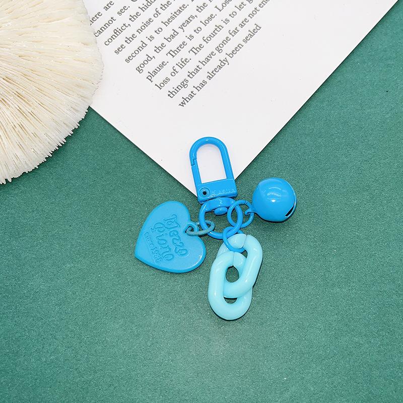 Cute macaron love bell chain keychain DIY acrylic chain earphone cover decorative bag pendant 3