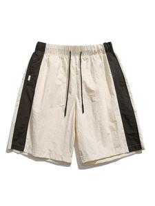 Men's Colorblock Drawstring Waist Shorts, Summer Clothes Loose Pocket Elastic Waist Shorts for Summer, Casual Women's Bottoms for Daily Wear