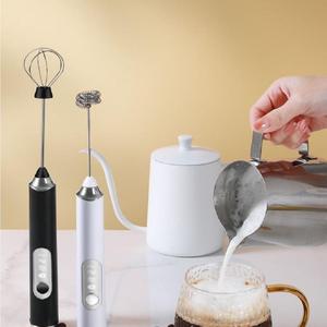 USB Rechargeable Handheld Electric Whisk, 1 Count 3 Speed Adjustable Foam Maker With 2 Counts Mixing Heads, Coffee Mixer For Coffee & Hot Chocolate, Ice Maker Machine