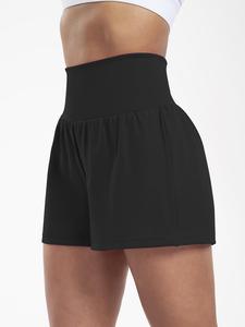 Women's 2 in 1 High Waist Pocket Sports Shorts, Gym Shorts, Casual Comfy Breathable Athletic Shorts for Tennis Pickleball, Ladies Sportswear for Indoor Outdoor Wear