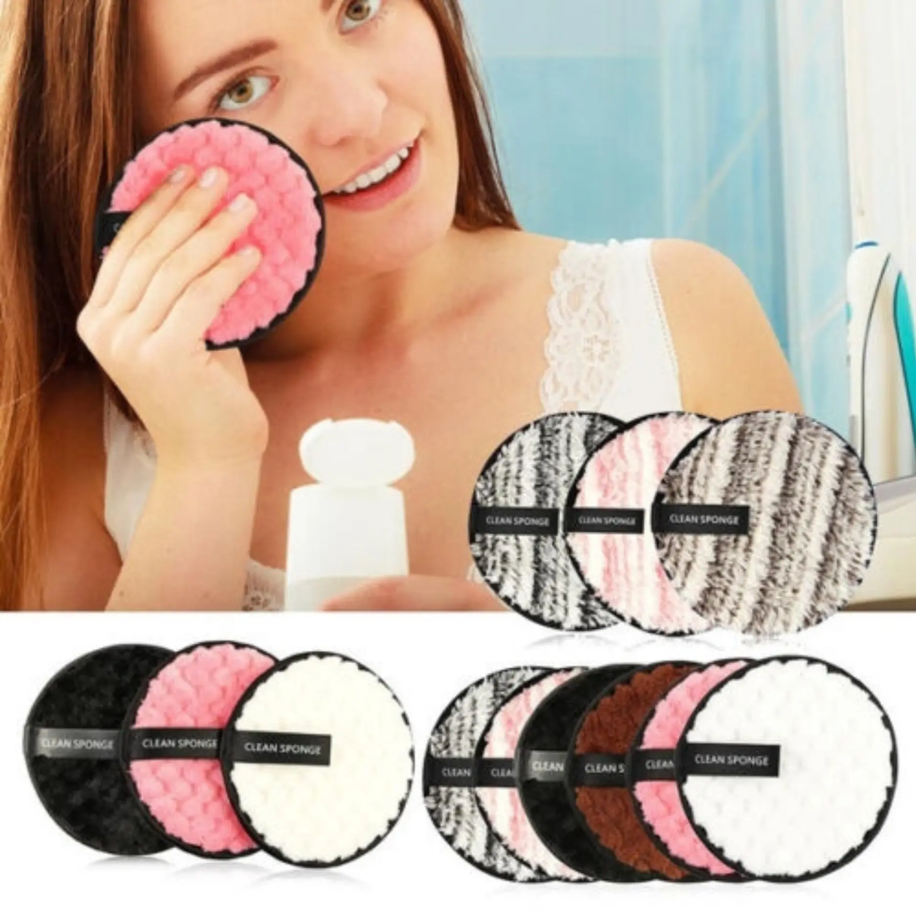 Reusable Microfiber Makeup Remover Pads – Soft Brown Face Cleansing Sponges for Daily Skincare – Eco-Friendly, Washable & Gentle on Skin – Perfect for Removing Makeup, Dirt & Oil –Sustainable Facial Cleaner Pads for All Skin Types –Pack of Reusable Rounds