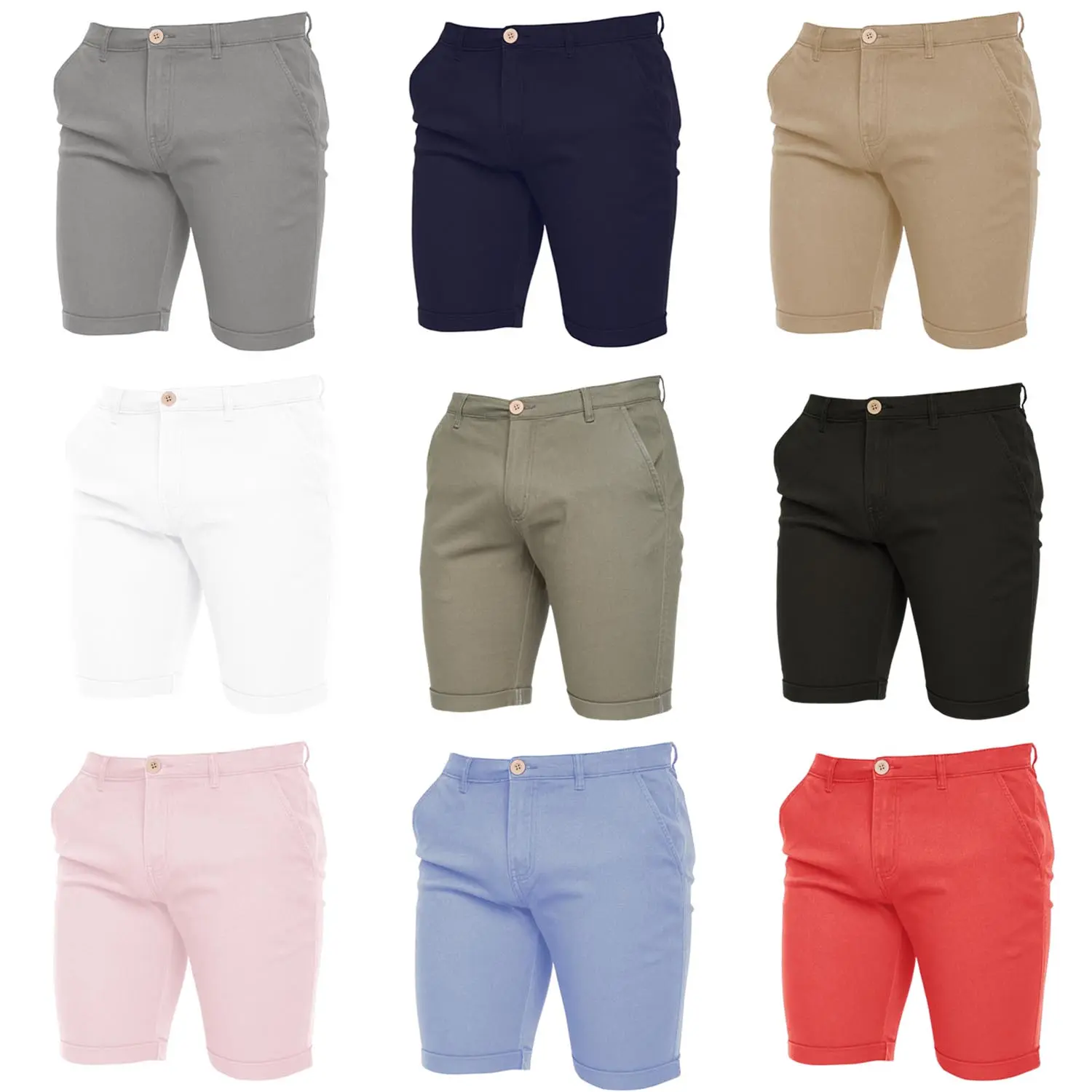 CROSSHATCH Mens Stretch Slim Fit Chino Shorts with Pockets for Summer, Holiday, Golf by JEANBASE