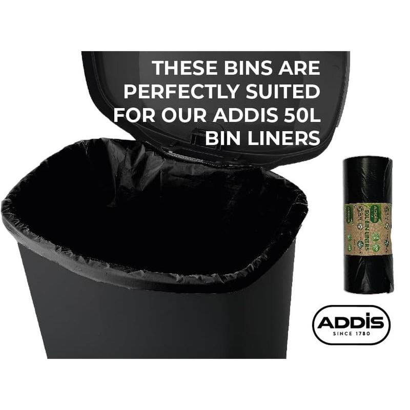 Plastic Family Kitchen Utility Bin, 50 Litre, New Black with Silver Pedal 7